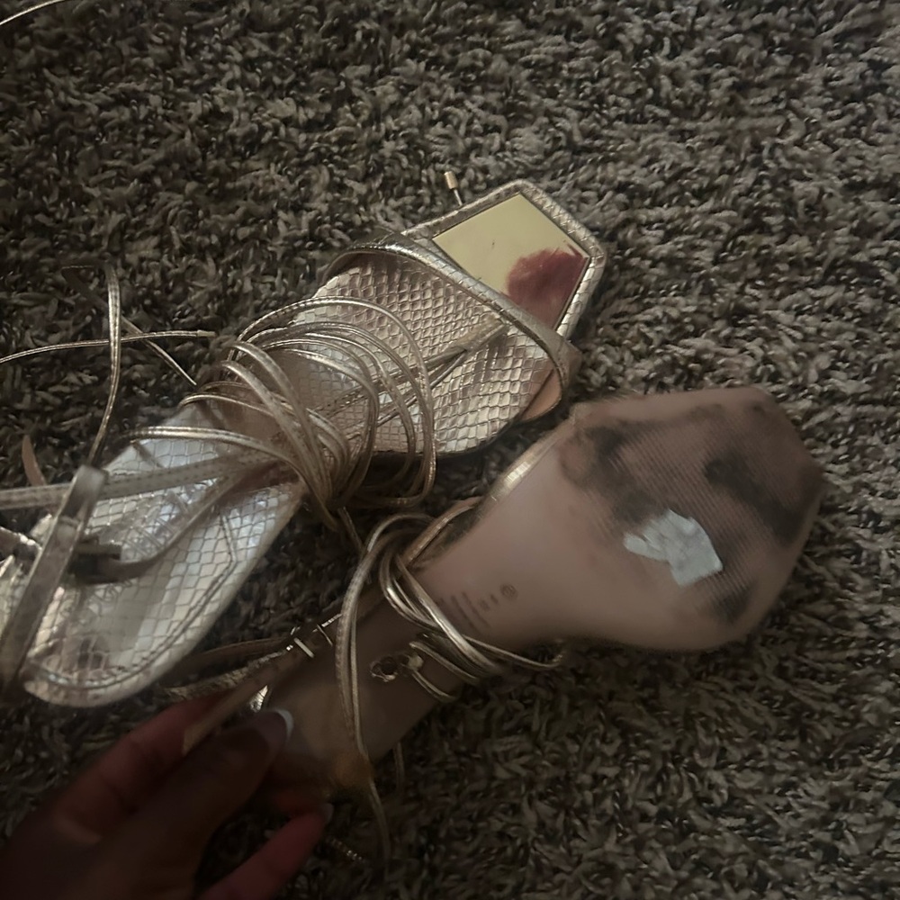 SCHUTZ Metallic Strappy Heels